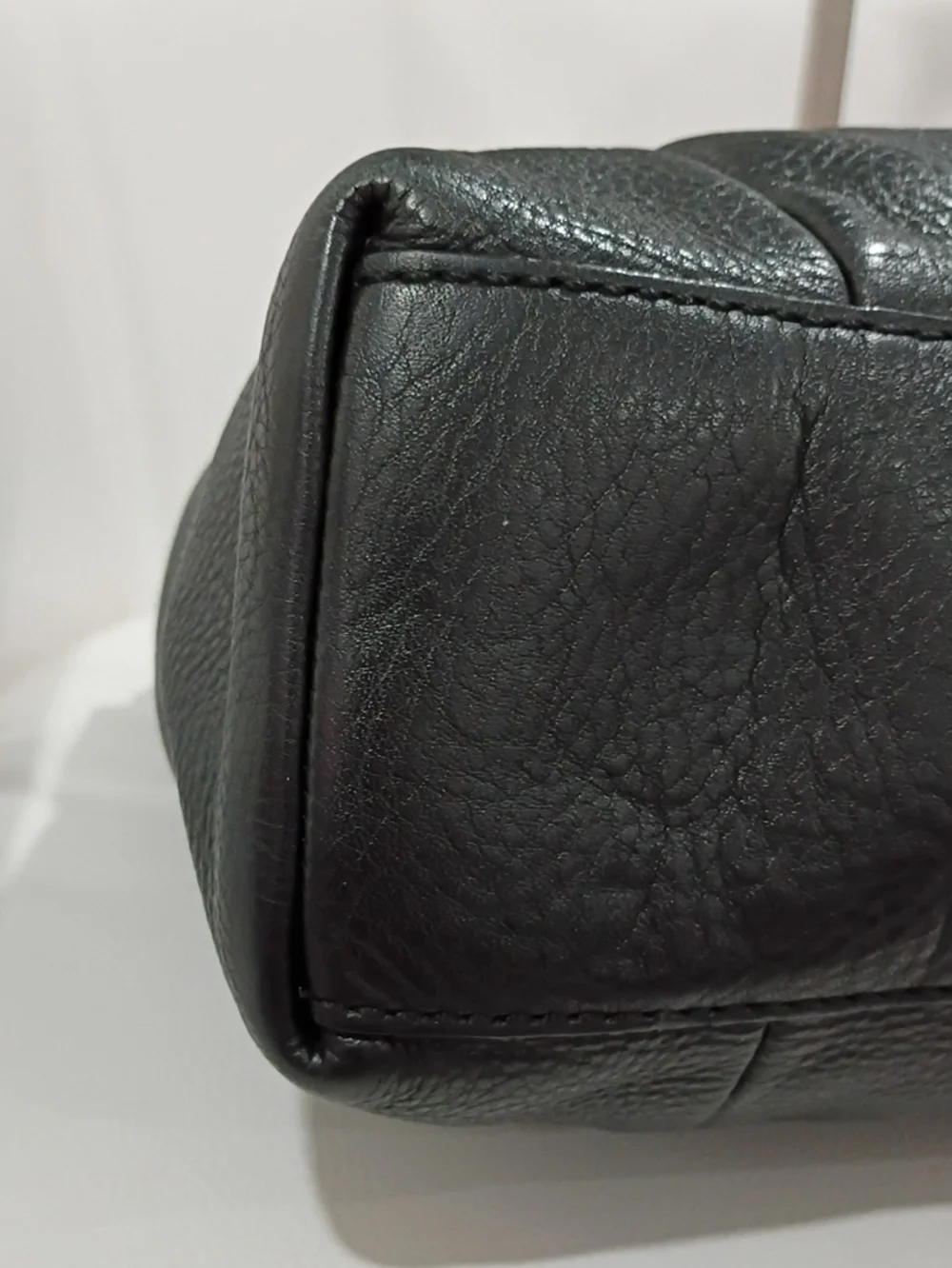 kate spade Black Pebbled Leather Shoulder Tote with Front Slip Pocket